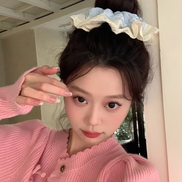 Sweet lace large intestine hair band, cute and sweet girl, high appearance level, hair band, student hair tie, early spring hair accessory pic 15