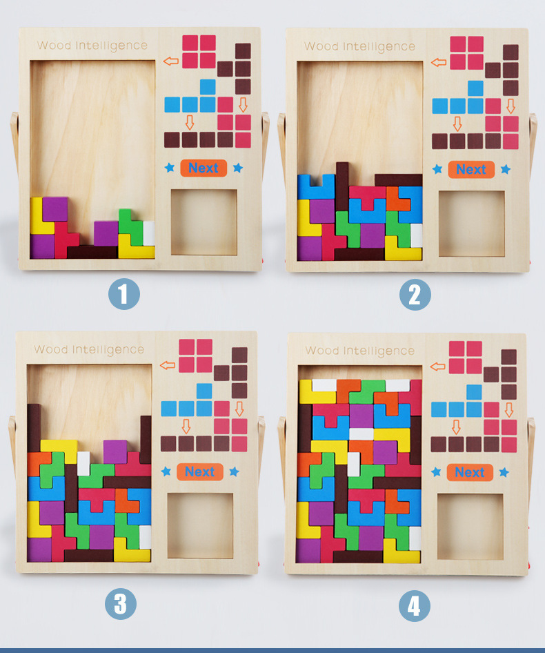 跨境木质俄罗斯方块叠叠高儿童逻辑思维训练益智亲子拼图桌游玩具详情5
