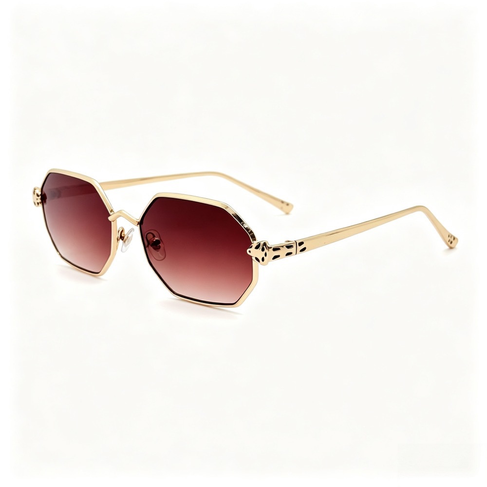 2026 nuevo leopardo cabeza decorativa poligonal gafas de sol mujer metal lentes gradientes retro influencer shades fábrica lote pic 9