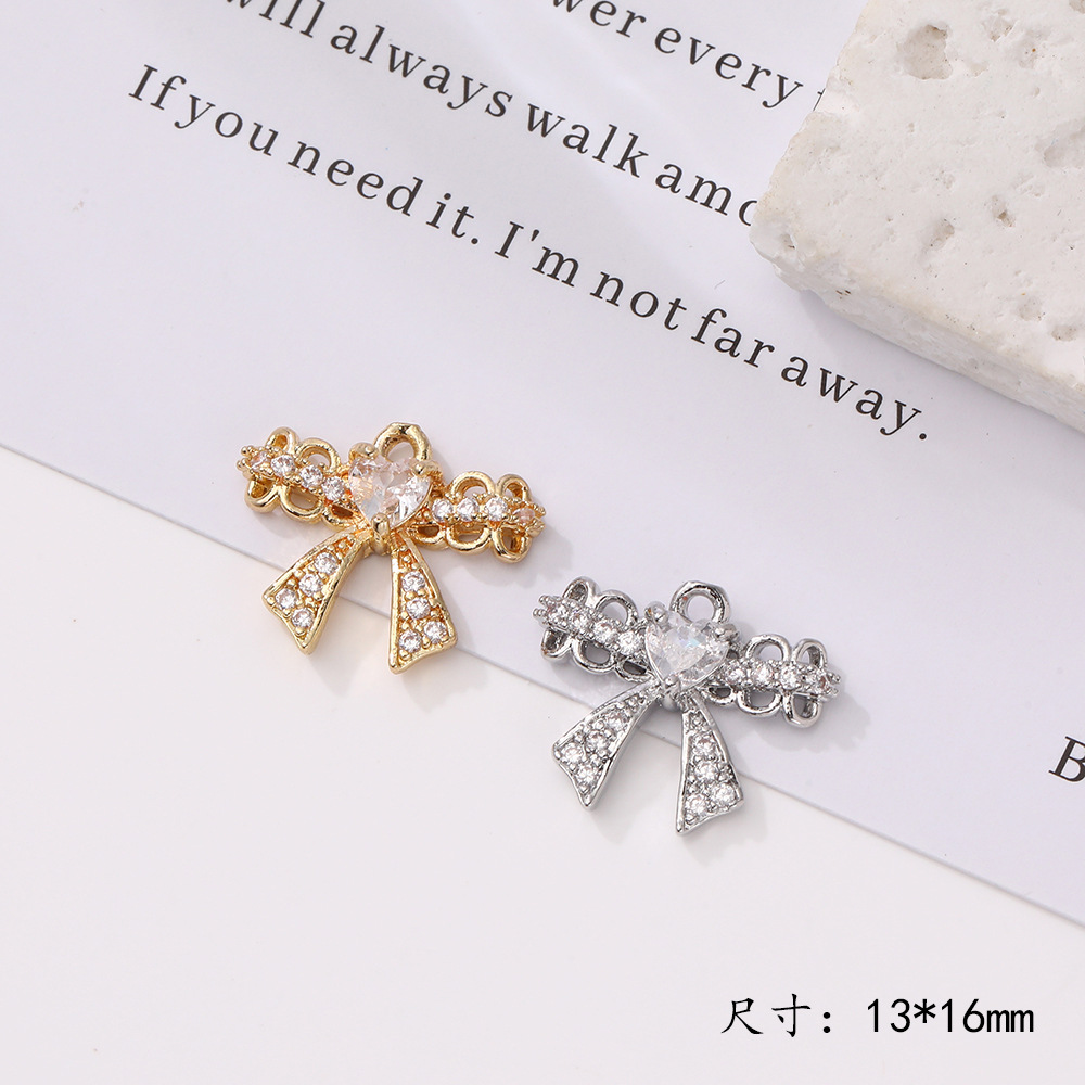 新款项链手链配饰吊坠DIY蝴蝶结玫瑰花锆石饰品镶钻手工饰品配件详情9