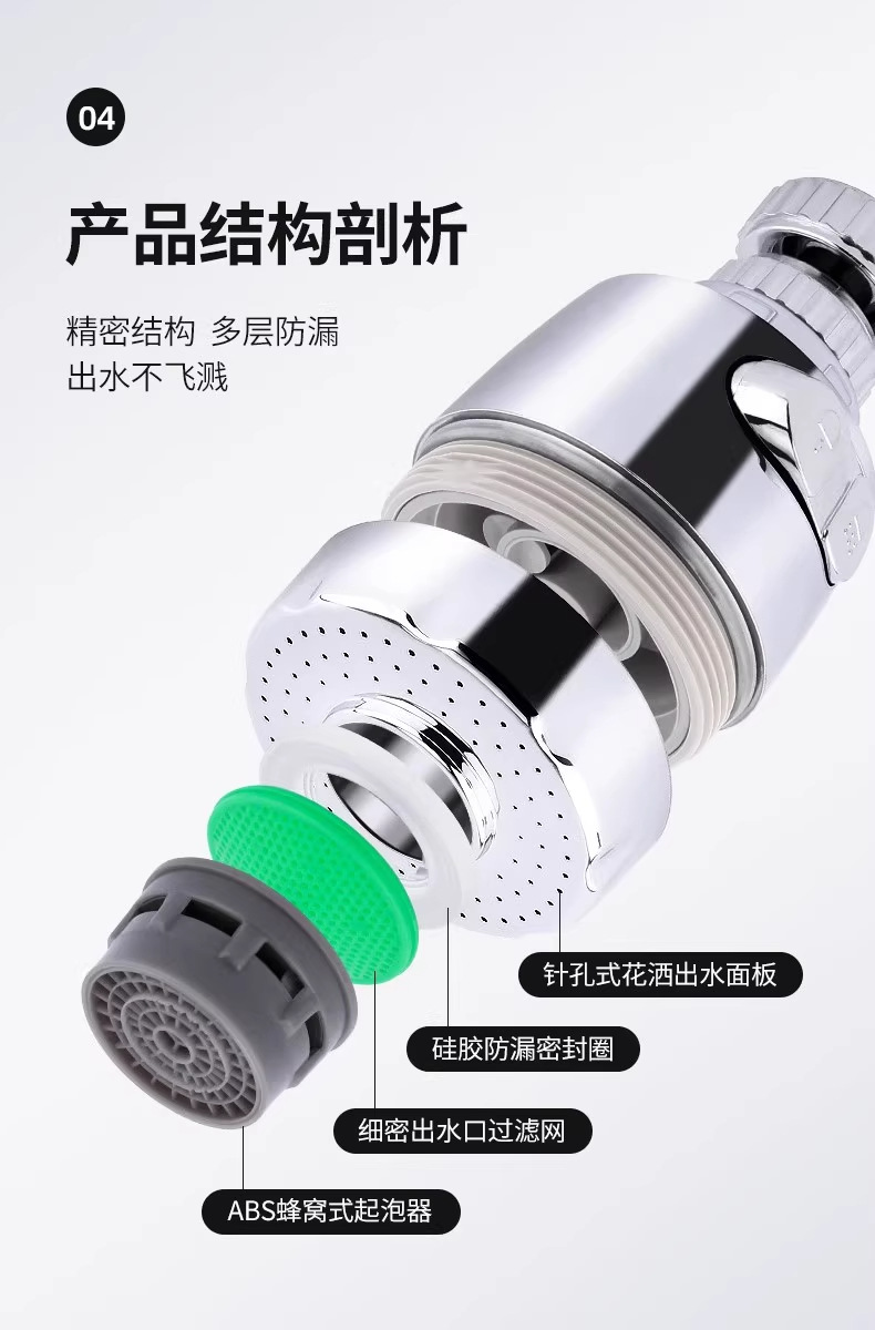 【 Manufacturer 】 Universal faucet extender, showerhead pressure-increasing filter, filter extension foaming device, anti-splash foreign trade pic 6