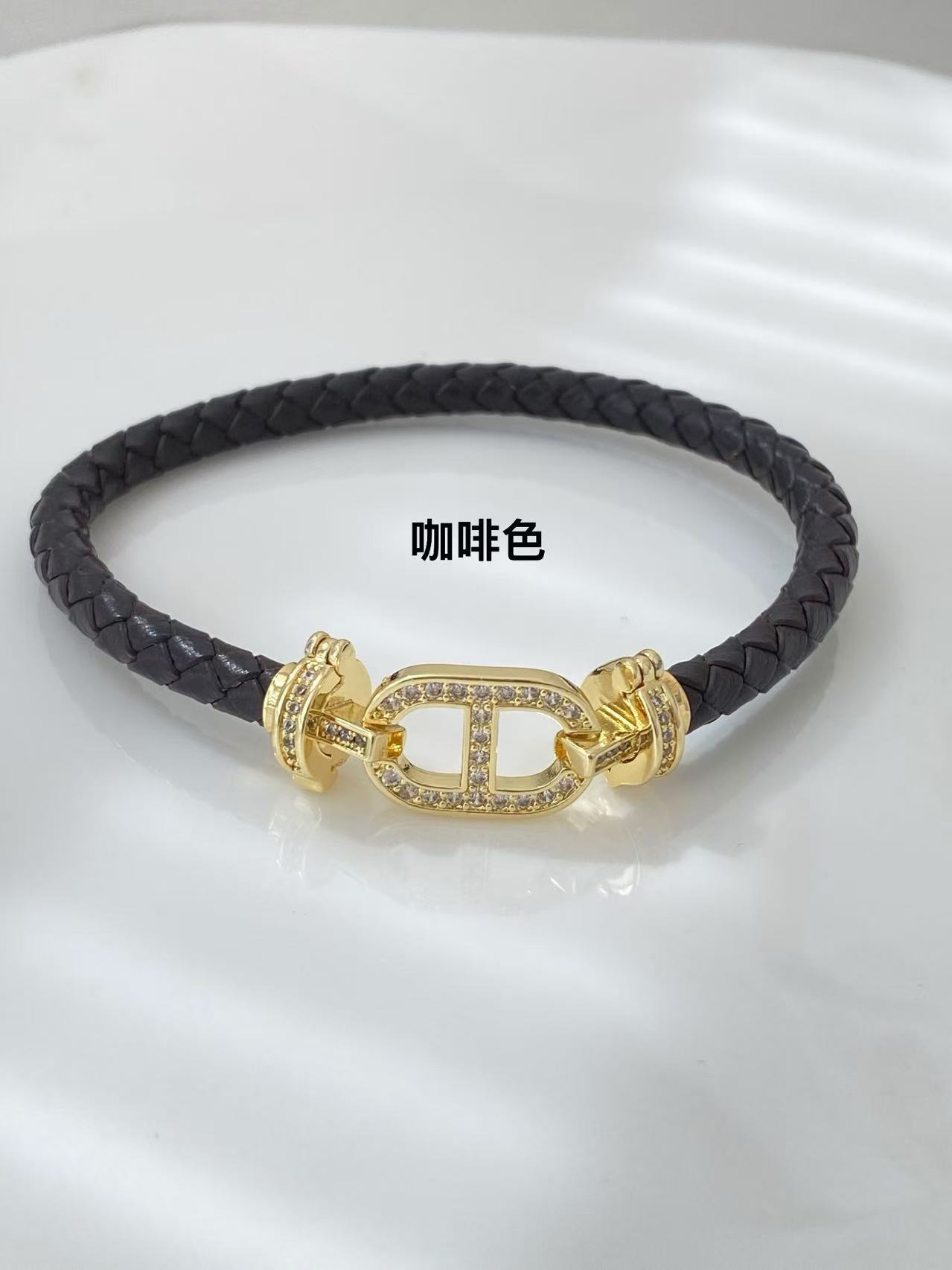 Pig nose red rope leather rope bracelet for men and women, 18k gold copper slightly inlaid with diamonds, high-end DIY bracelet for couples in the zodiac year pic 13