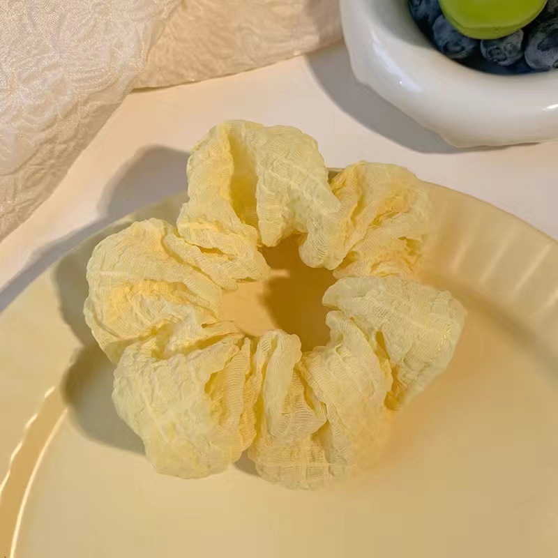 新款纯色泡泡皱柔软大肠发圈韩版简约褶皱复古网红百搭肥肠圈女详情35