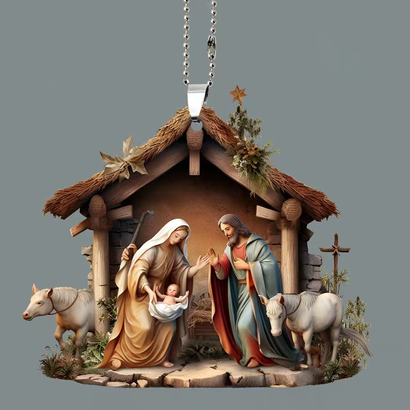 Christmas cross-border best-selling gifts: Acrylic decorative pendants, car interior rearview mirrors, home hanging items, Jesus pic 9