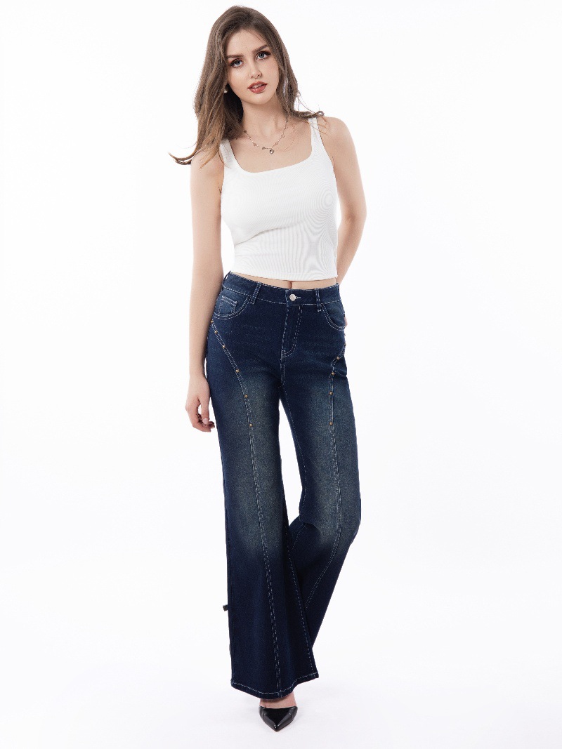 Cross-border 2025 nuevo comercio exterior europa y Estados Unidos ropa de mujer retro holgada micro trompe jeans mujeres casual versátil mop pants pic 4
