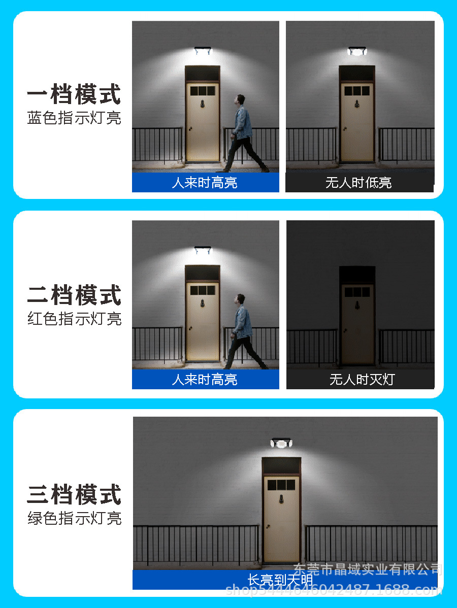 Solar lamps, outdoor garden lamps, human-sensing household garden waterproof wall lamps, three-head ultra-bright street lamps pic 7