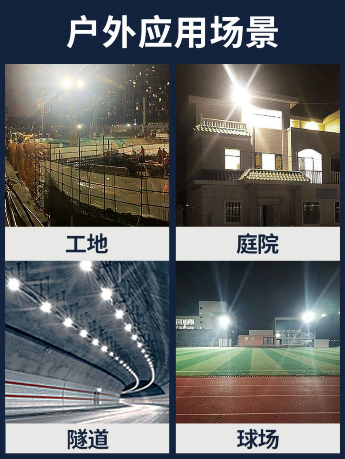led iodine tungsten lamps, outdoor working strong light ultra-bright construction site lighting spotlights, waterproof searchlights, and solar floodlights pic 5