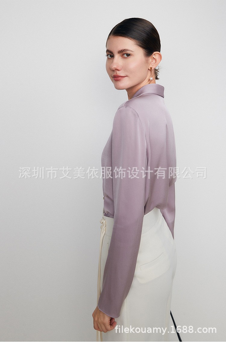 2023新精品双层真丝衬衫春夏衬衫女 重磅长袖OL通勤女装一件代发详情10