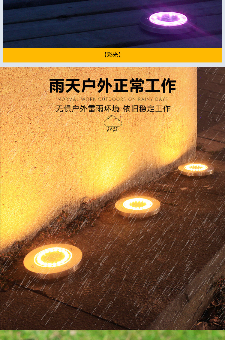 Solar-powered ground lamp with 8LED stainless steel, new outdoor plug-in grass lamp, courtyard garden rainproof villa ground lamp pic 5