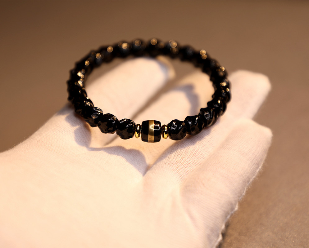 7*6mm premium Indonesian black gold coconut shell twisted bracelet, 108 handcrafted coconut shell bucket beads and Buddhist prayer beads pic 14