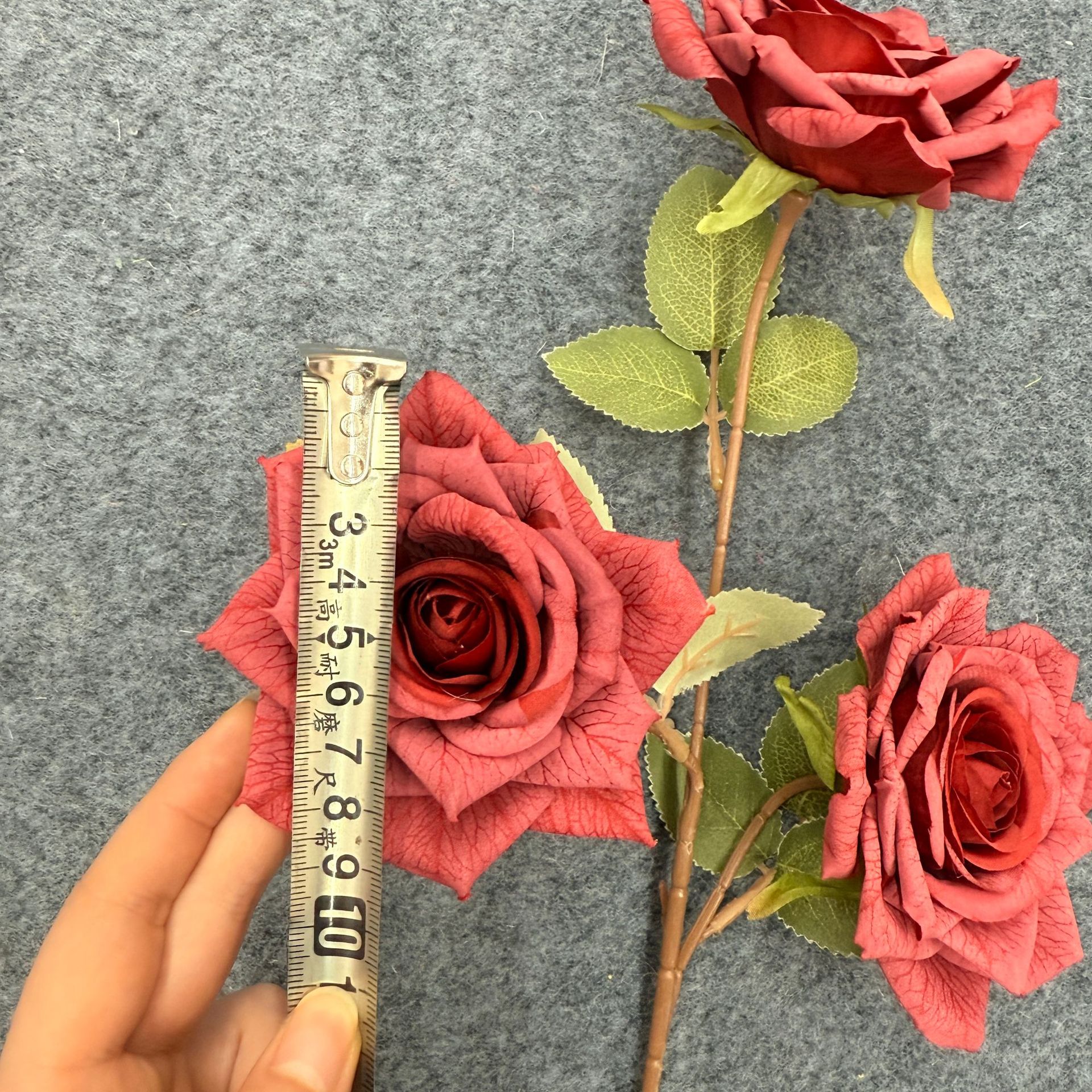 3头卡布奇诺玫瑰花仿真花摩卡油画复古玫瑰花婚庆插花家居装饰花详情5