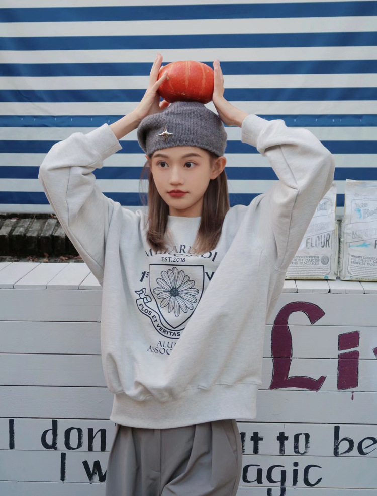 现货韩国潮牌Mardi卫衣女小雏菊24新款印花圆领上衣一件代发详情16