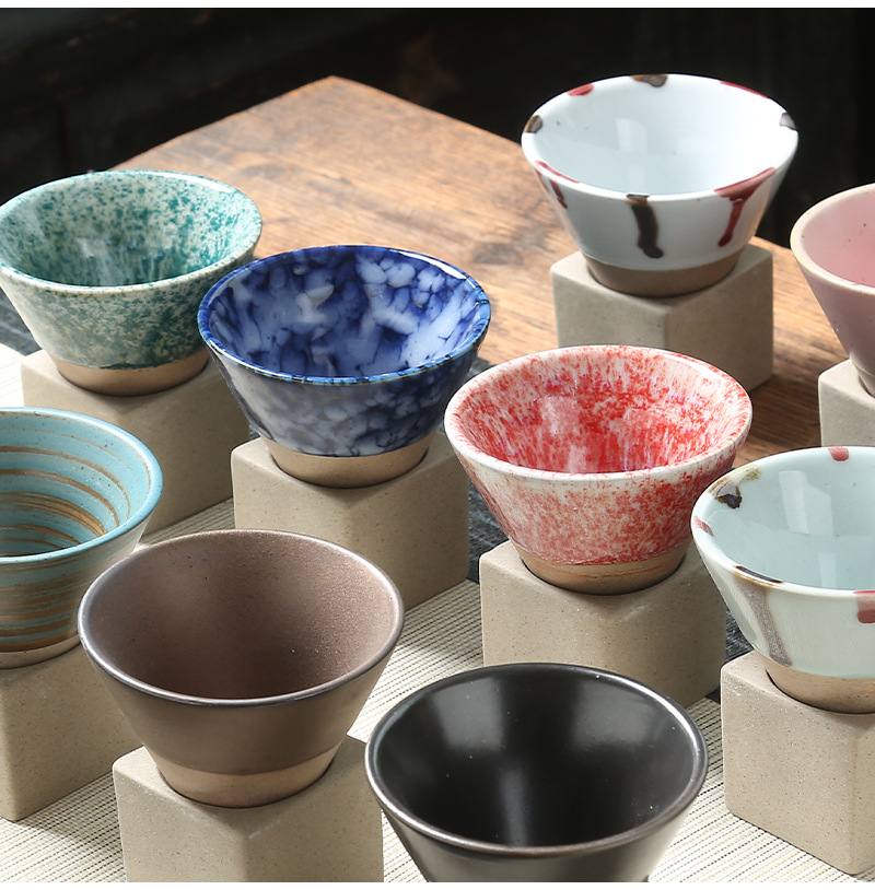 Tea brewing cups by the fire, Japanese coarse earthenware tea cups, cross-border bestsellers, ceramic mugs, retro water cups, conical coffee cups pic 5