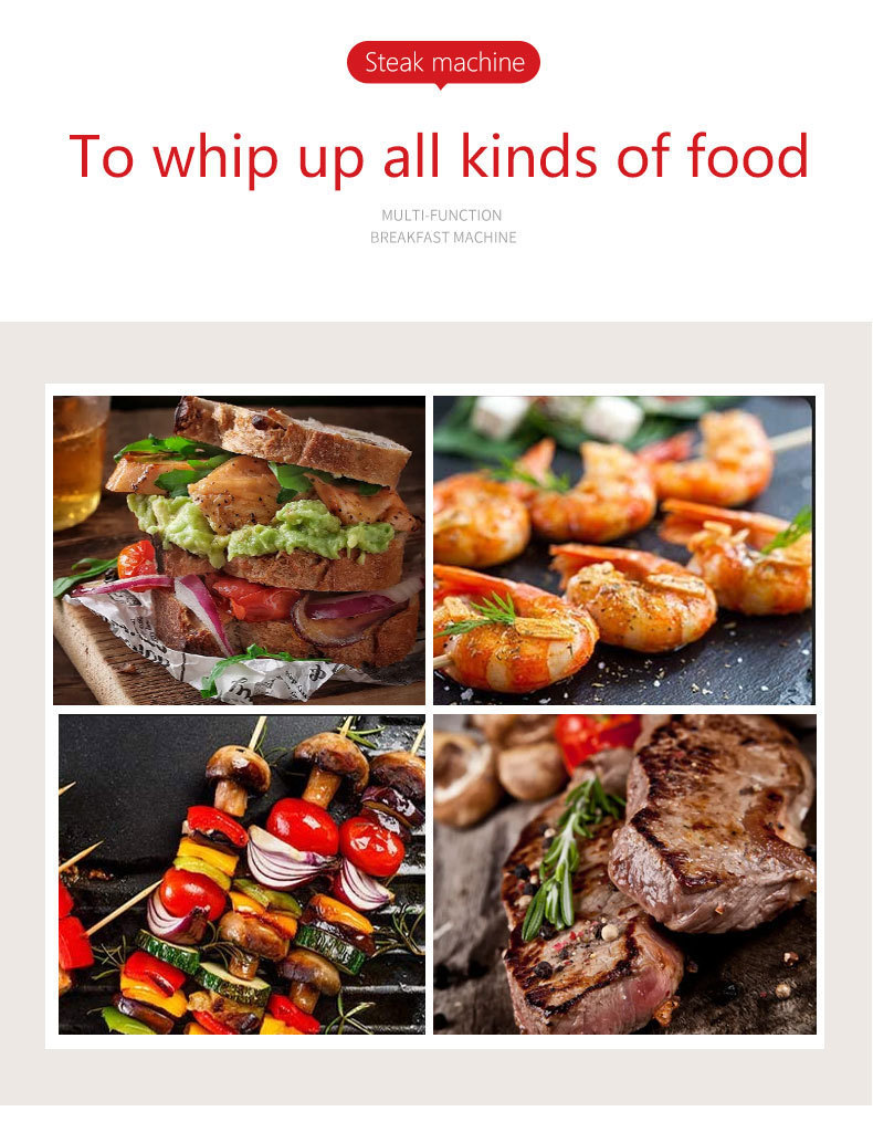 Cross-border European and American standard 110v steak machine, sandwich machine, waffle machine, bread light food machine, heating electric griddle for baking pic 2