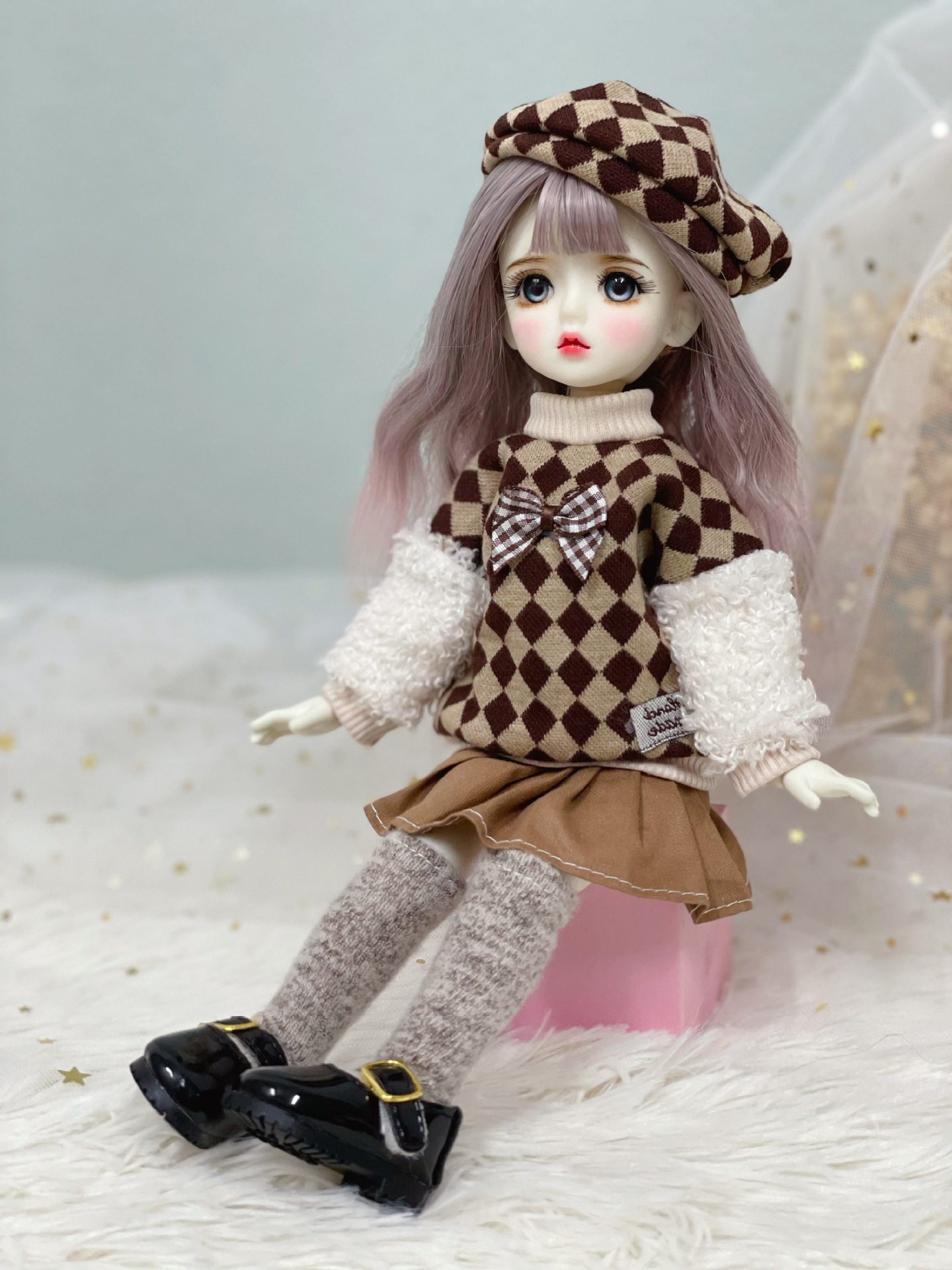 6 points bjd doll dress-up clothes, 30 cm doll set dress, autumn and winter outfits, Lolita jk maid dress pic 49