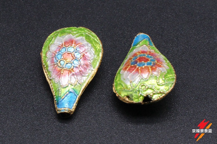 Traditional high-temperature enamel mechanism silver-blue ancient-style jewelry accessory, back cloud partition bead cloisonne 24*15 water drop pic 5