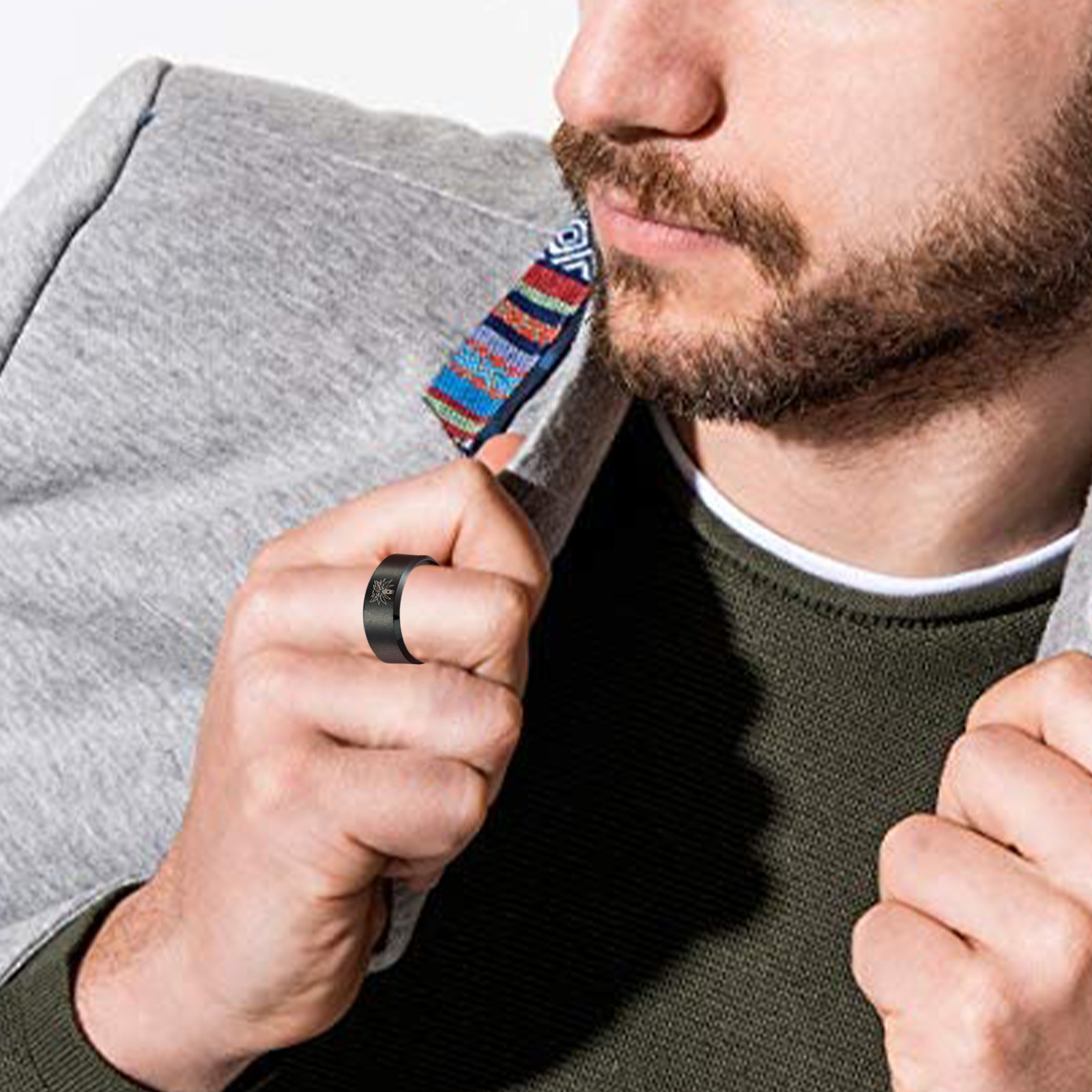 跨境货源TheWitcher3狼头男士不锈钢戒指巫师3men ring饰品批发详情3