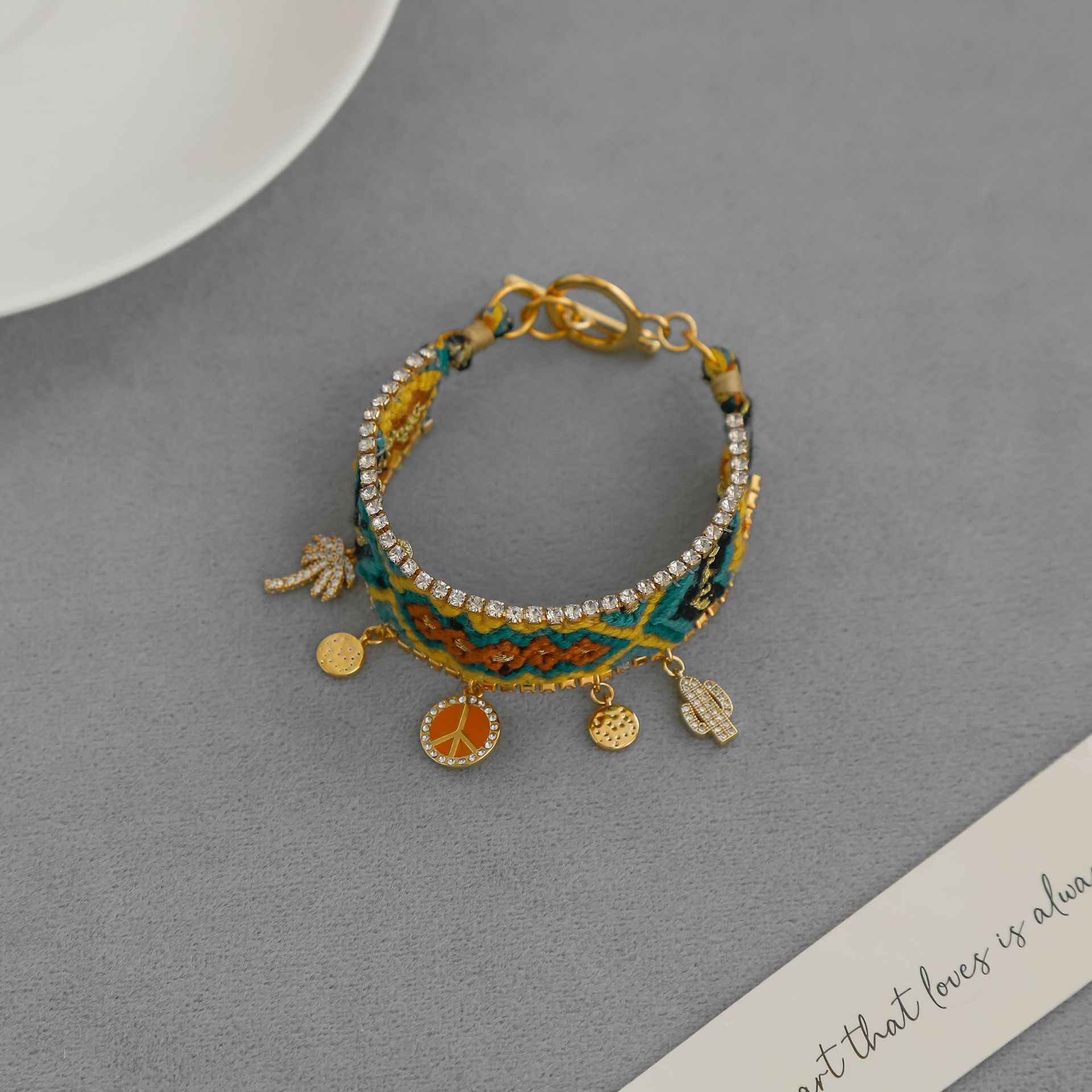 HIP家法式编织手链 波西米亚风民族风小众简约彩色流苏编织手链详情8