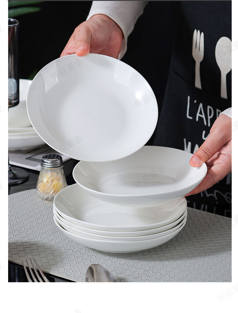 Simple soup bowl, noodle bowl, thickened rice bowl for restaurants and hotels, can be printed with LOGO, pure white ceramic straight-mouthed bowl for home use pic 23