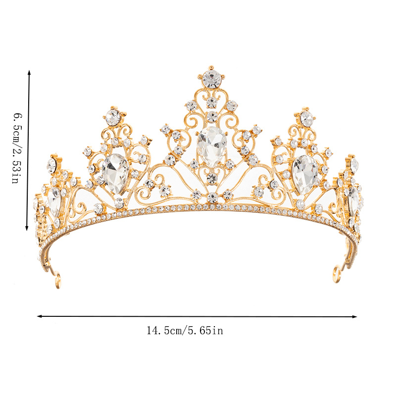 Cross-border trade European and American bride alloy rhinestone crown hair accessory, ball and banquet diamond-encrusted grand crown headwear factory direct sales headwear pic 4