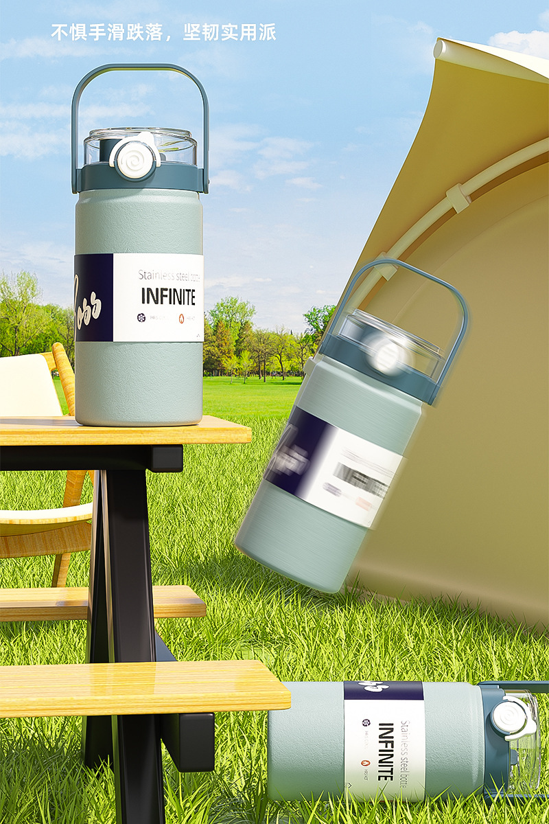 大容量吸管保温杯高颜值双饮水杯便携户外运动保温壶学生水壶详情30
