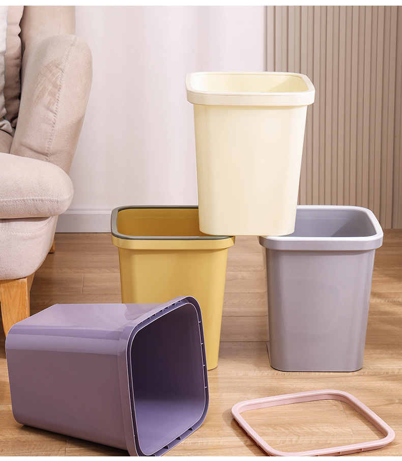 方形垃圾篓厨房无盖垃圾筒客厅卧室纸篓大容量压圈垃圾桶收纳详情19