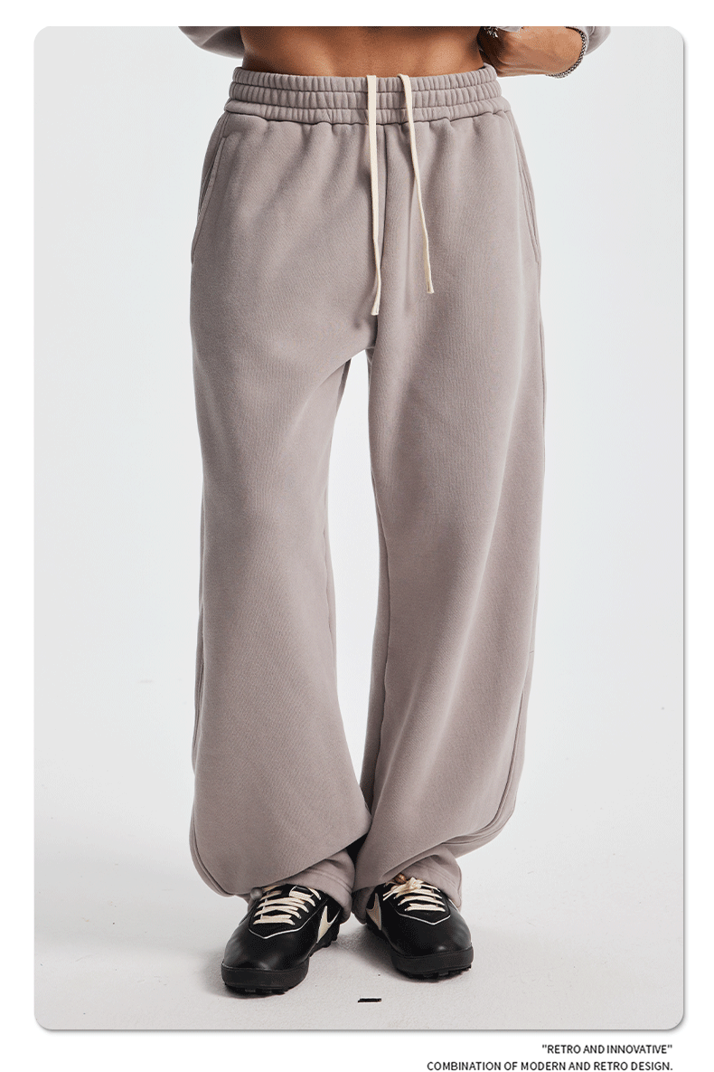 2025秋冬新款加绒加厚炒雪花男休闲裤 洗水做旧弯刀阔腿男女长裤详情20