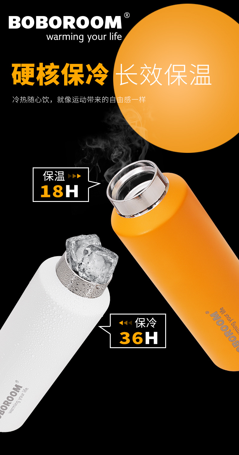 BOBOROOM threaded insulated cup, 316 stainless steel large-capacity water cup, student coffee cup, portable pic 4