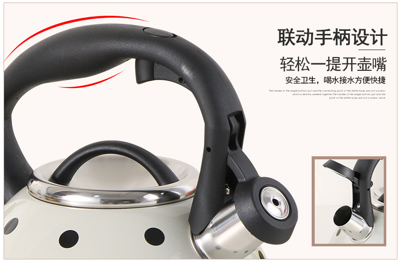 In-stock induction cooker, gas stove, universal Amazon cross-border e-commerce 3.0L polka dot stainless steel whistling kettle pic 18