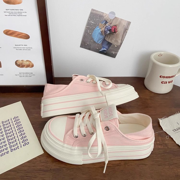 高颜两穿半拖帆布鞋女薄款夏季新款chic小众一脚蹬韩版厚底小白鞋详情8