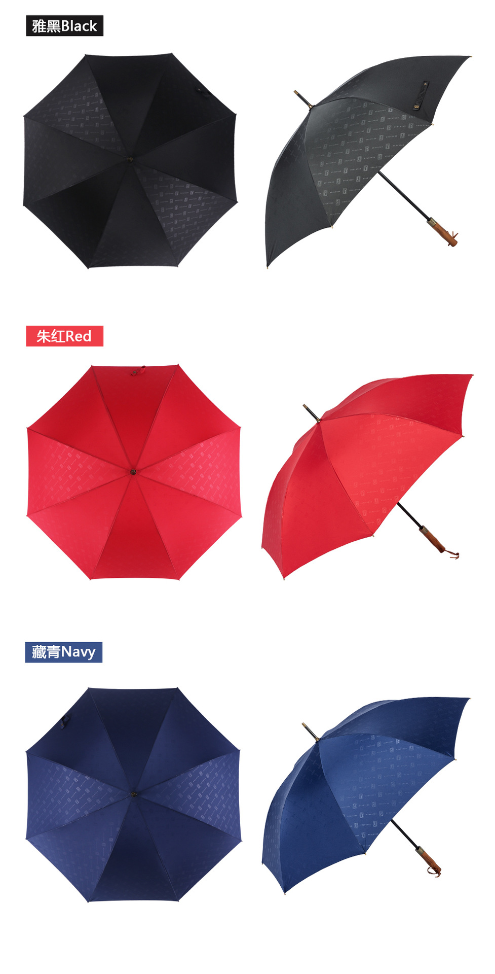 REAL STAR solid wood handle business 27-inch golf printed 210T straight pole umbrella available in stock pic 11