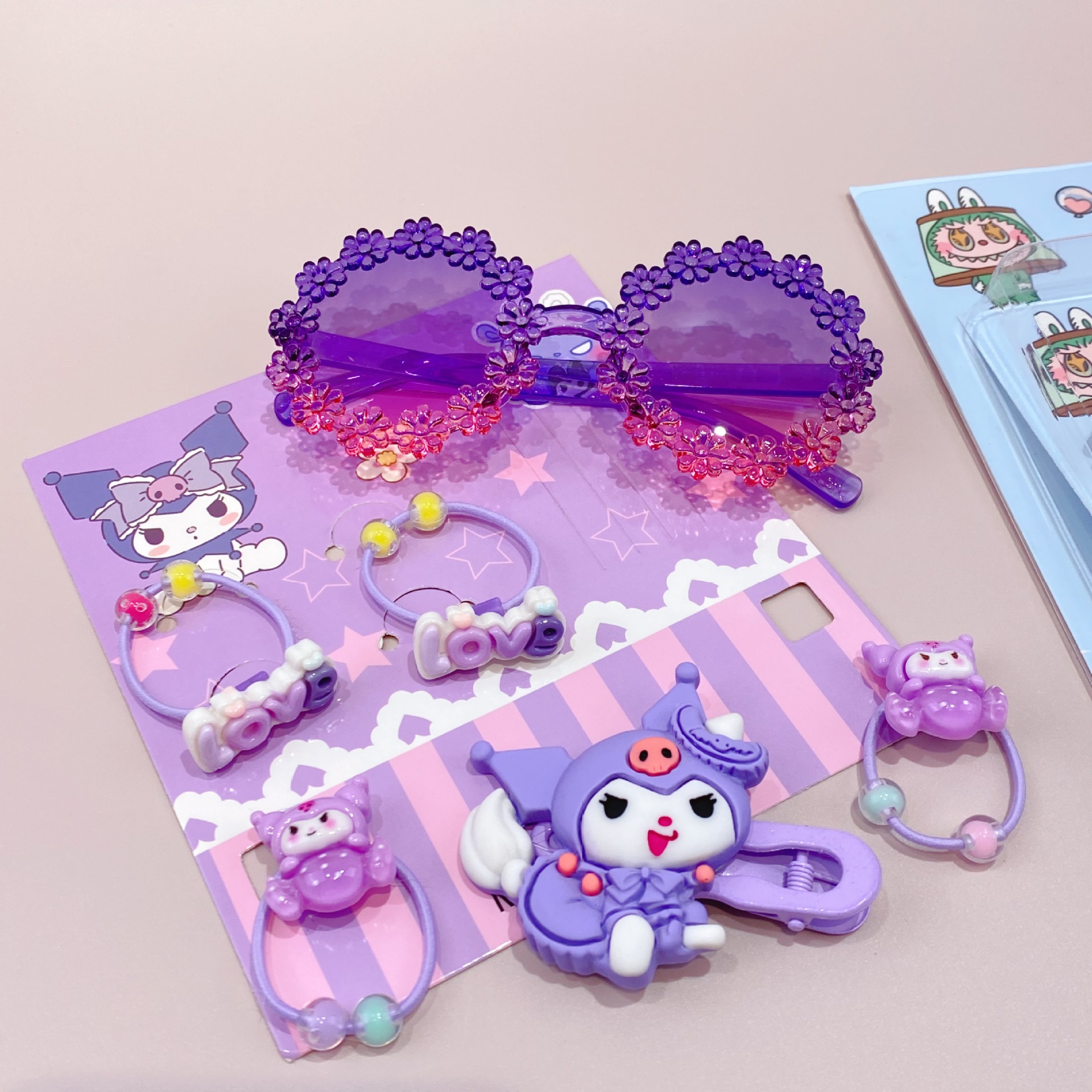 新款哒哒咘眼镜卡通皮筋发夹饰品套装可爱少女心装扮潮玩时尚精品详情32