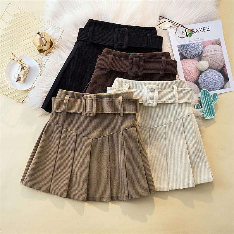 秋冬季韩版2024新款时尚辣妹高腰显瘦短款百搭纯色百褶半身裙子女详情12