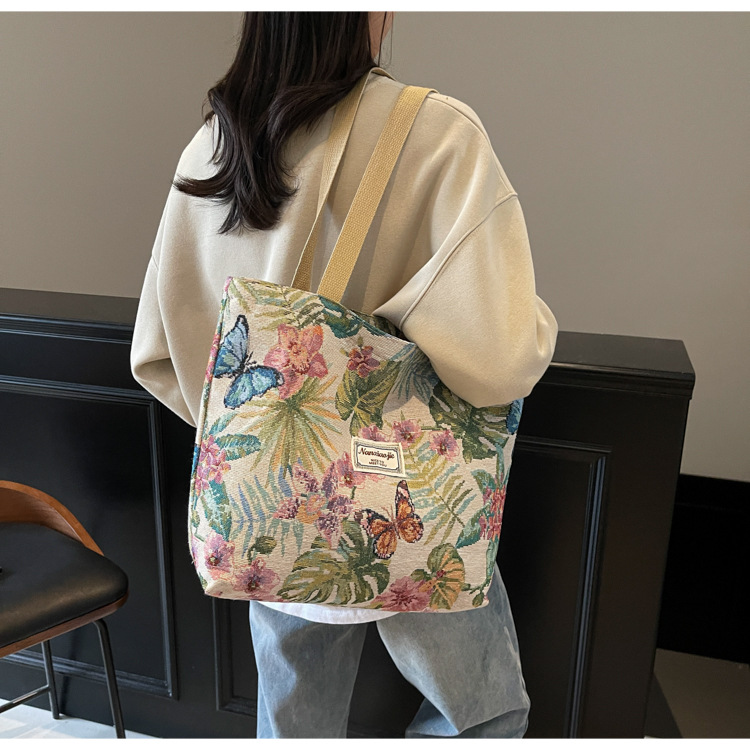 大容量国潮风帆布包包女2025新款通勤托特包女ins大学生上课单肩包详情38