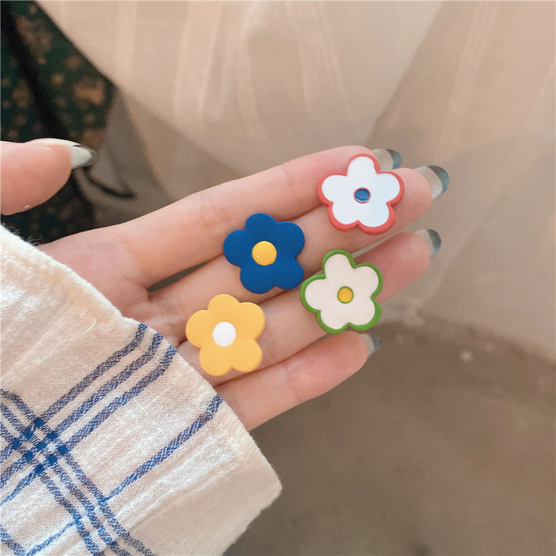 S925 Summer Hyuna style soft girl Fresh lacquered oil Drop petal earrings and stud earrings Trendy ins Niche Versatile earrings pic 1