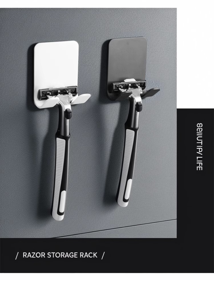 Multi-functional power plug hook, strong adhesive hook, no need for drilling, manual razor hook, razor storage stand pic 11