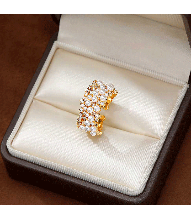 Hyacinth moda full circonitas perlas francés premium sentido anillo abierto mujer influencers explosivo estilo ligero extravagancia strass multiplos anillos pic 10