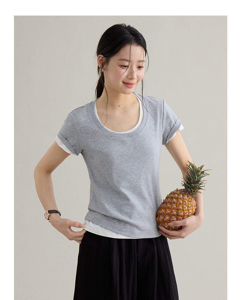 【 Blockbuster B: Super Comfortable Double-collar T-shirt with Upgraded Fabric 】 Spring short-sleeved T-shirt pic 32