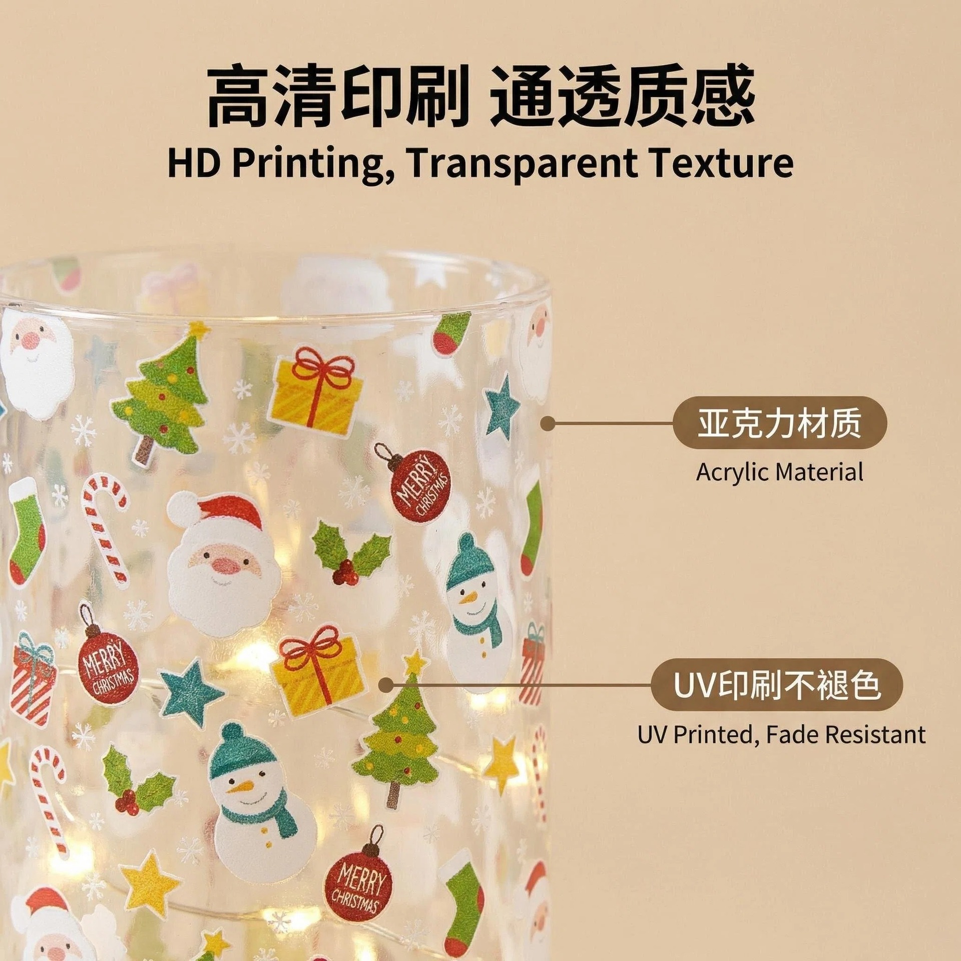 Uv-printed new Christmas snowman with replaceable patterns, illuminated decorative candle, 7.5 electronic candle, factory direct sales pic 4