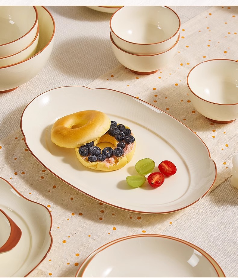 奶油风福运系列碗盘餐具家用高颜值米饭碗菜盘子果盘汤汤盘鱼盘详情18