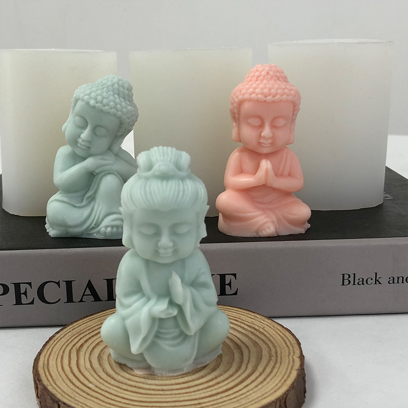 小和尚香薰石膏蜡烛硅胶模具diy佛像摆件观音菩萨如来佛滴胶模具详情26