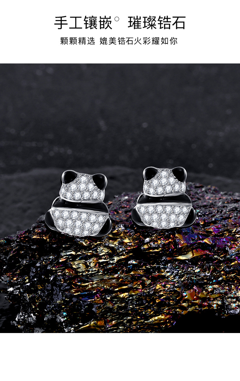 Zhuoheng Select AliExpress 2026 Spring Collection Earrings, European and American cross-border S925 silver inset hip-hop style stud earrings, high-end and light luxury earrings pic 2