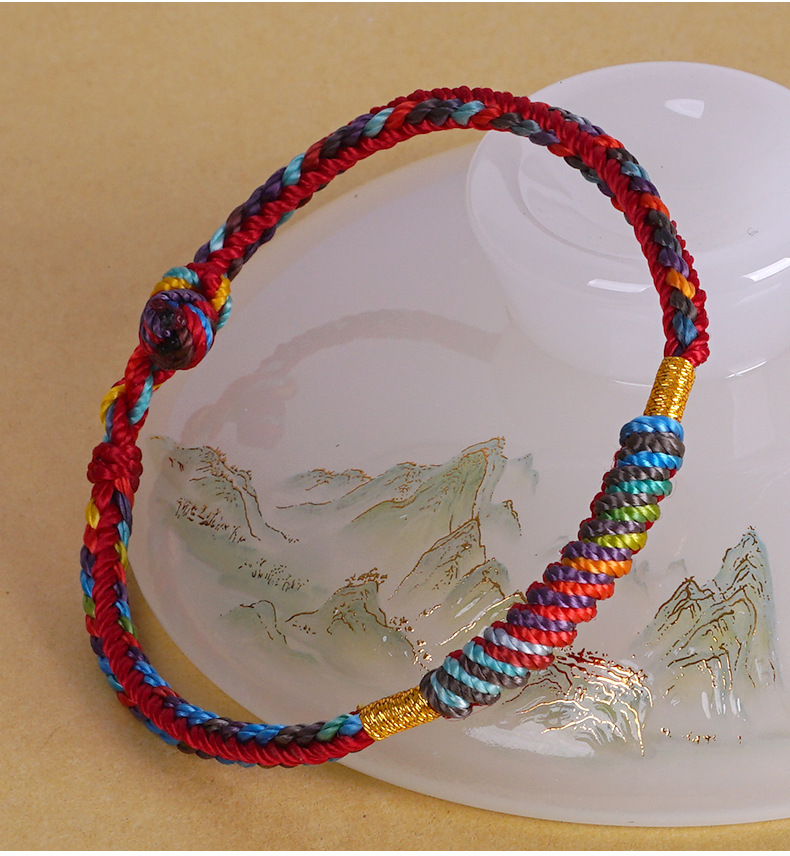 In 2025, red rope bracelets for the Dragon Boat Festival, five-color handmade couple braided rope gifts, five-color baby braided rope for boys and girls pic 2