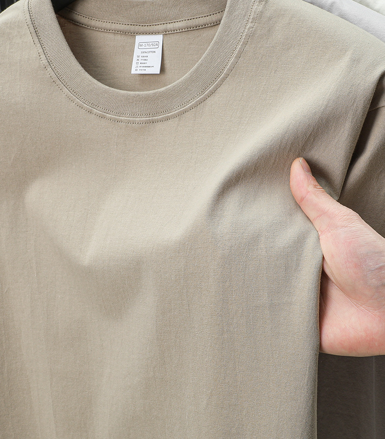 2025夏季新款7A抗菌透气男士短袖t恤14色230克纯棉圆领休闲T恤男详情45