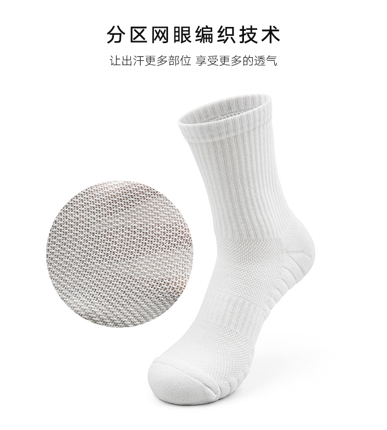 亚马逊精梳棉篮球袜长筒袜男士纯棉加厚毛巾底吸汗透气防磨擦袜子详情6