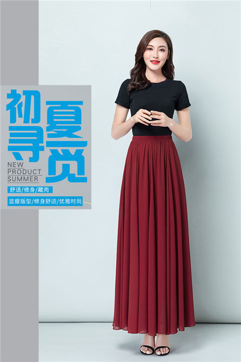 New fashionable, bright red MIDI dress for summer and spring, high-waisted and slimming, chiffon MIDI dress, mid-length beach style pic 8