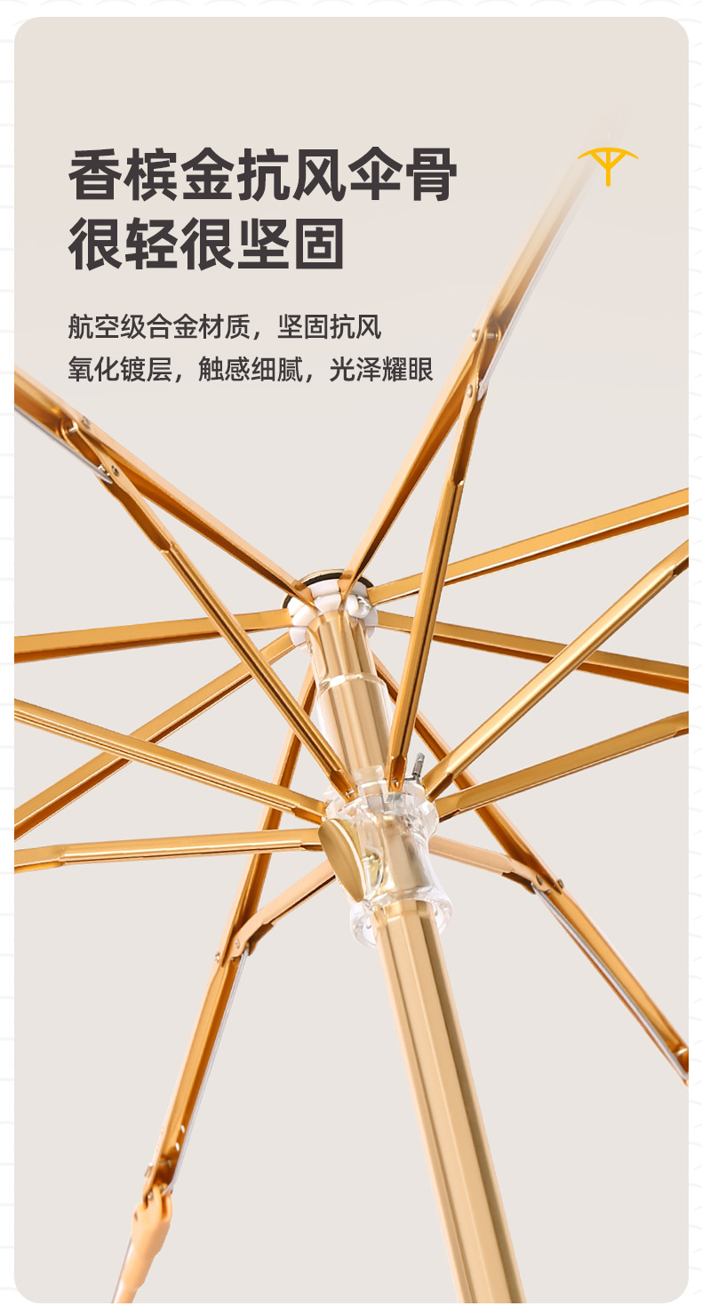 新款手开8骨彩胶实木手柄商务时尚礼品伞加固折叠伞现货一件代发详情14