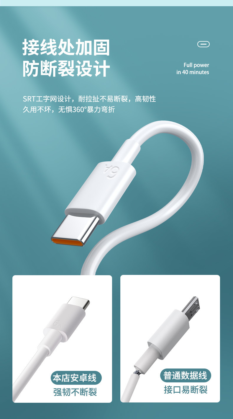 6A超级快充数据线Type-c闪充 适用华为荣耀苹果手机66w充电线批发详情13
