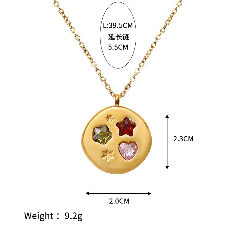 Hyacinth欧美钛钢万花筒幸运符号六边形镶彩色锆石吊坠项链女小众18k锁骨详情5
