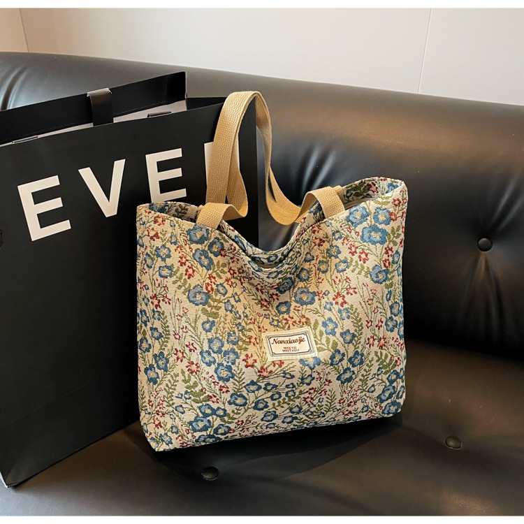 大容量帆布包包2024新款潮时尚百搭单肩手提袋子ins学生上课包女详情12